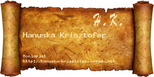 Hanuska Krisztofer névjegykártya